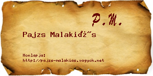 Pajzs Malakiás névjegykártya